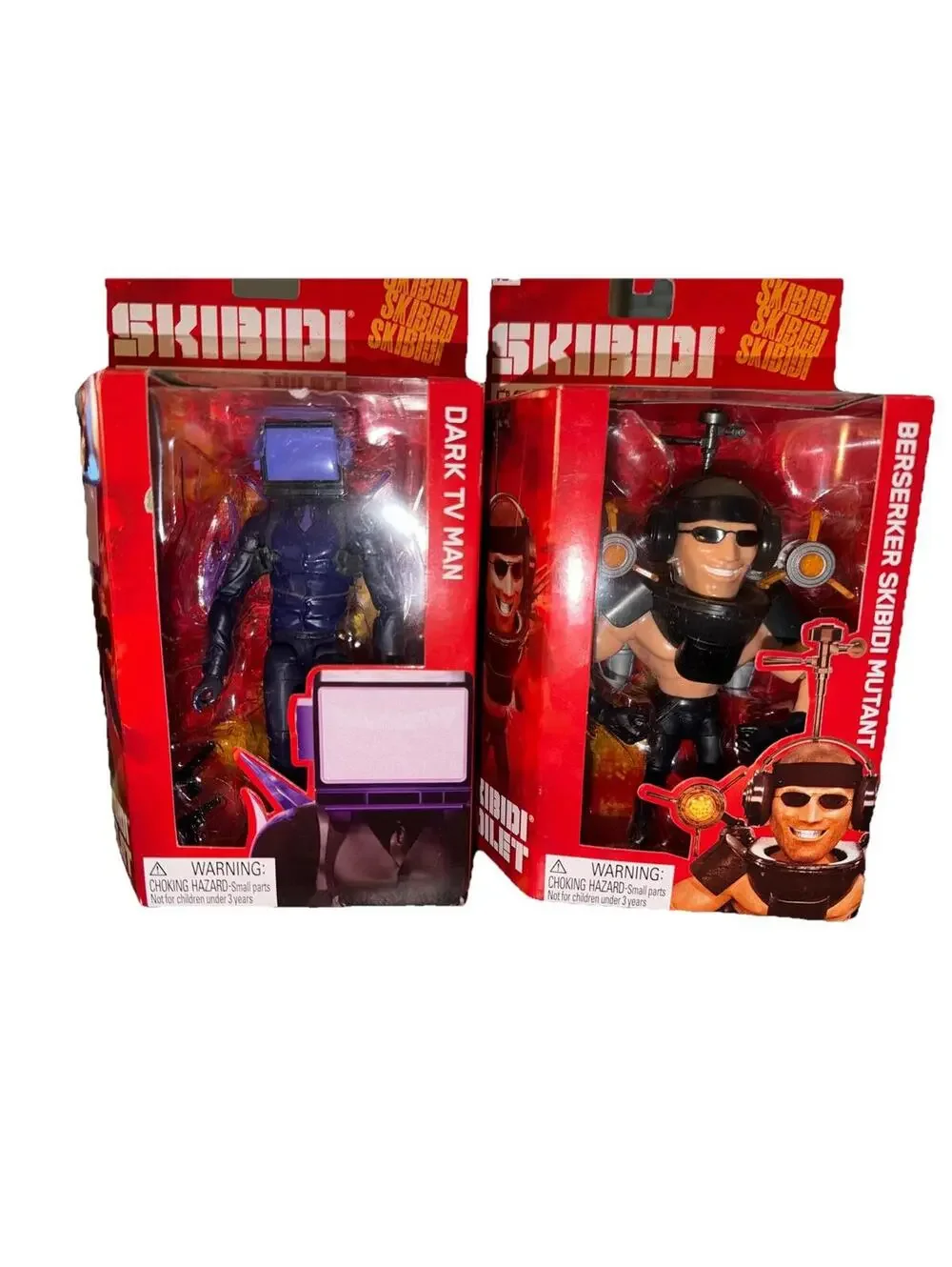 Lot Of TWO Skibidi Toilet Deluxe Figure Series Dark TV Man And Berserker Skibidi